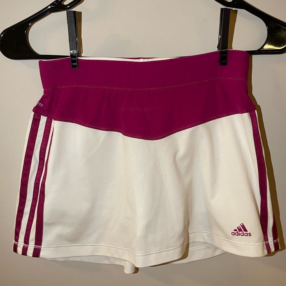 Adidas Climalite Women's Activewear Skirt Skort Tennis White Purple Stripe Xs